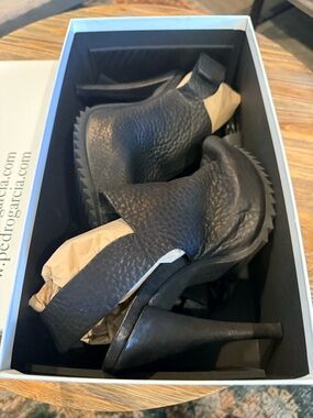 Pedro Garcia Black Leather High-Heel Slingback Paulette Peeptoe Boots